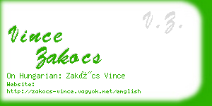 vince zakocs business card